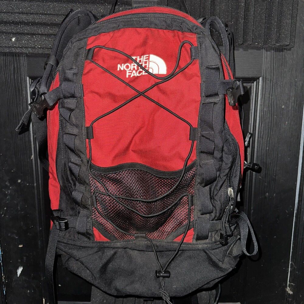 Vintage The North Face Reg  Backpack Red/Black nylon Hiking Camping Outdoors